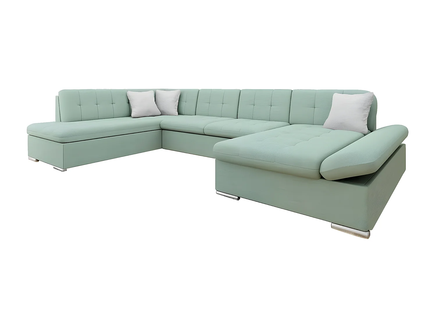 Sofá rinconero Comfivo 173, Turquesa, Función de descanso, Almacenaje, 345x205x76cm