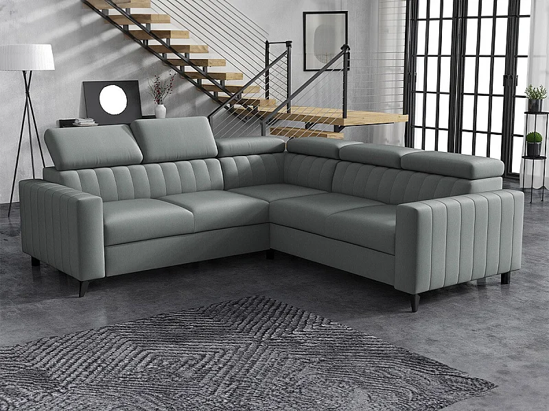 Sofá de canto Columbus 201, Cinzento, Funcionalidade de dormir