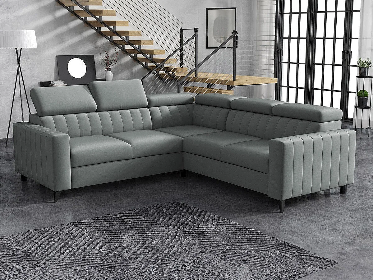 Sofá de canto Columbus 201, Cinzento, Funcionalidade de dormir