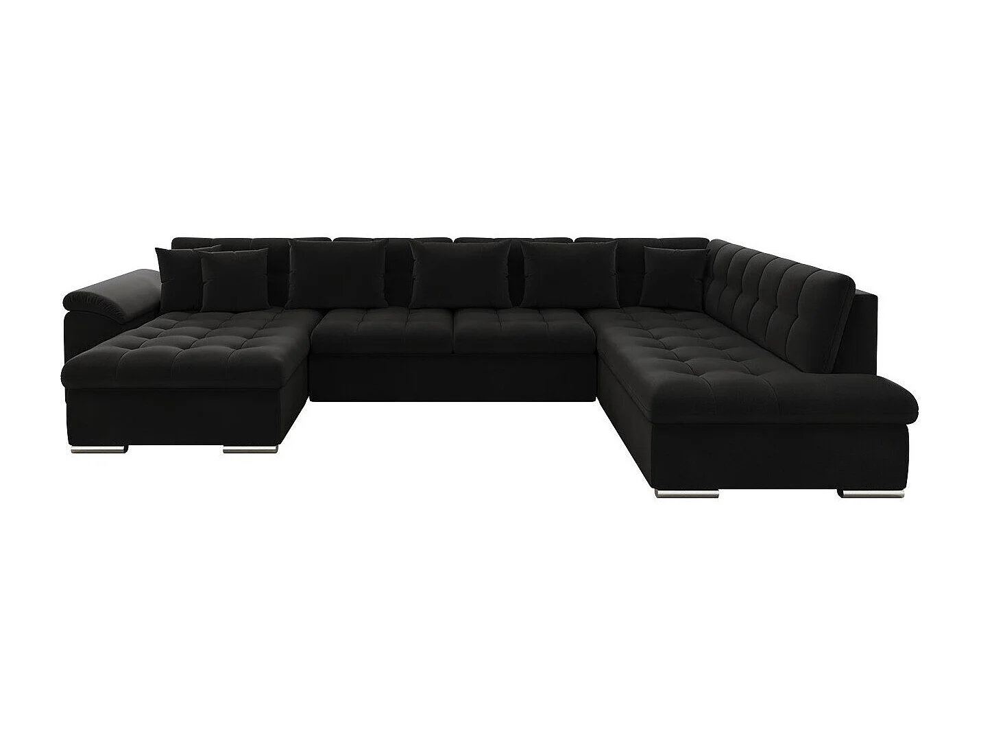 Sofá rinconero Comfivo 128, Negro, Función de descanso, 348x205x76cm