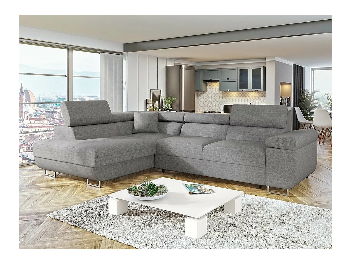 Divano angolare Comfivo Eliferu 100, Grigio, Con, 274x203x70cm