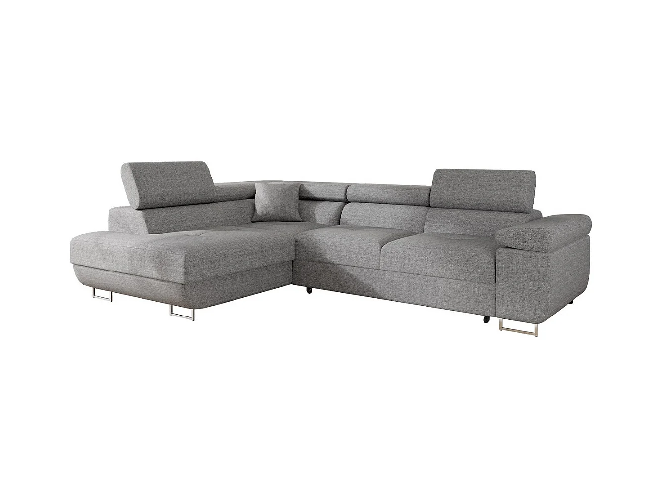 Canapé d'angle Comfivo Eliferu 100, Gris, Fonction de couchage, Boîte de literie, 274cm