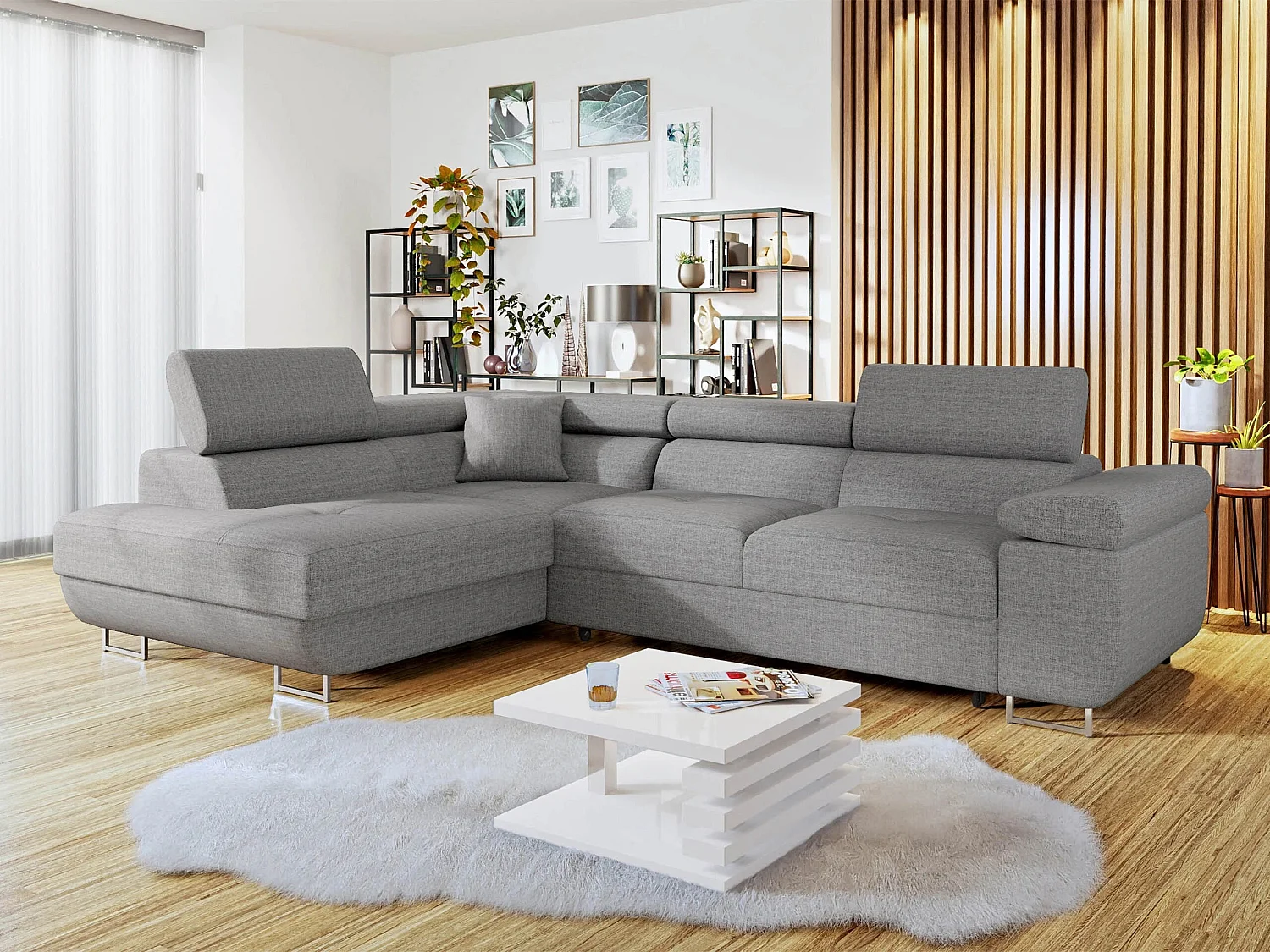 Divano angolare Comfivo Vinetum, Grigio chiaro, Con, 274x203x70cm