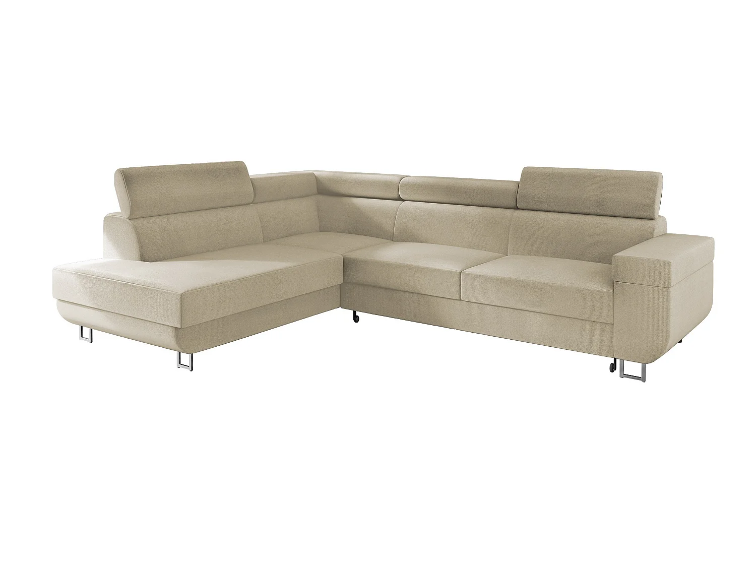 Canapé d'angle convertible 3 places en tissu brun 253x188x71 cm
