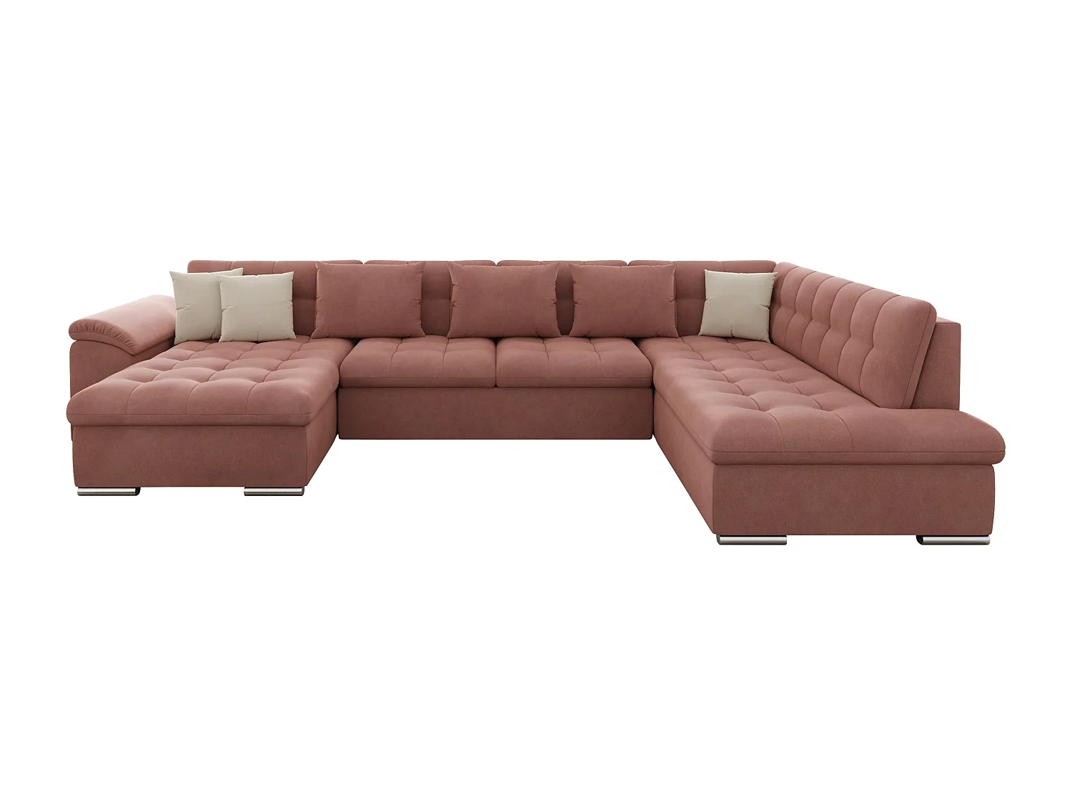 Sofá rinconero Comfivo Gemma, Rosa, Función de descanso, Almacenaje, 348x205x76cm