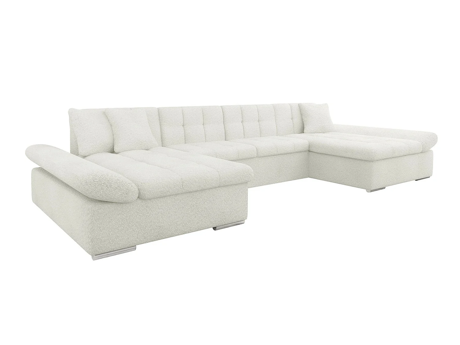 Canapé d'angle convertible 3 places en tissu blanc 360x160x75 cm