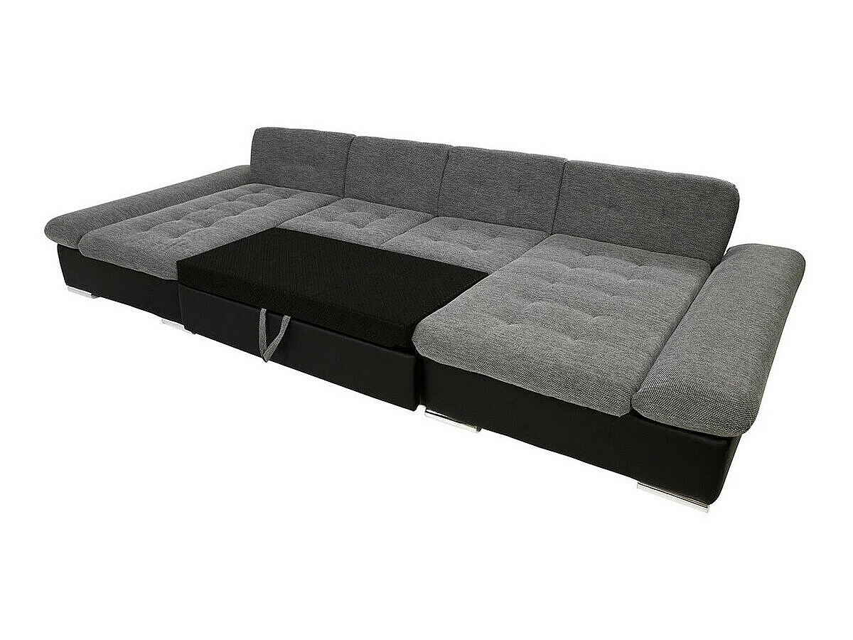 Canapé d'angle convertible 3 places en tissu blanc 360x160x75 cm
