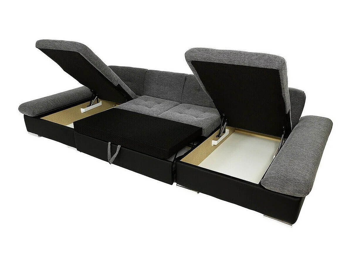 Canapé d'angle convertible 3 places en tissu blanc 360x160x75 cm
