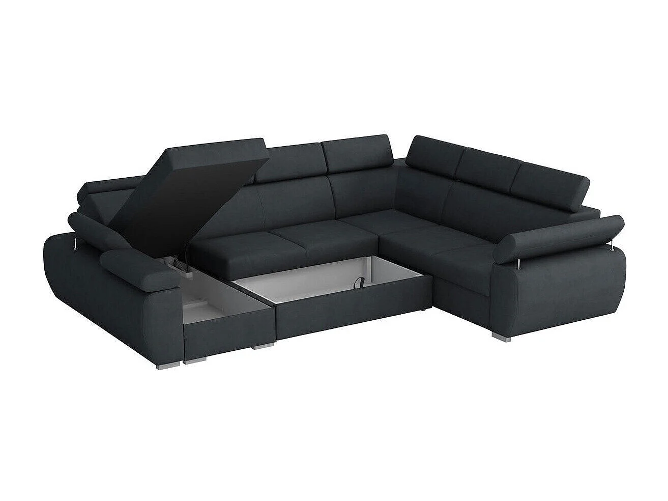 Sofá rinconero Columbus 134, Gris, Función de descanso, Almacenaje, 325x260x85cm