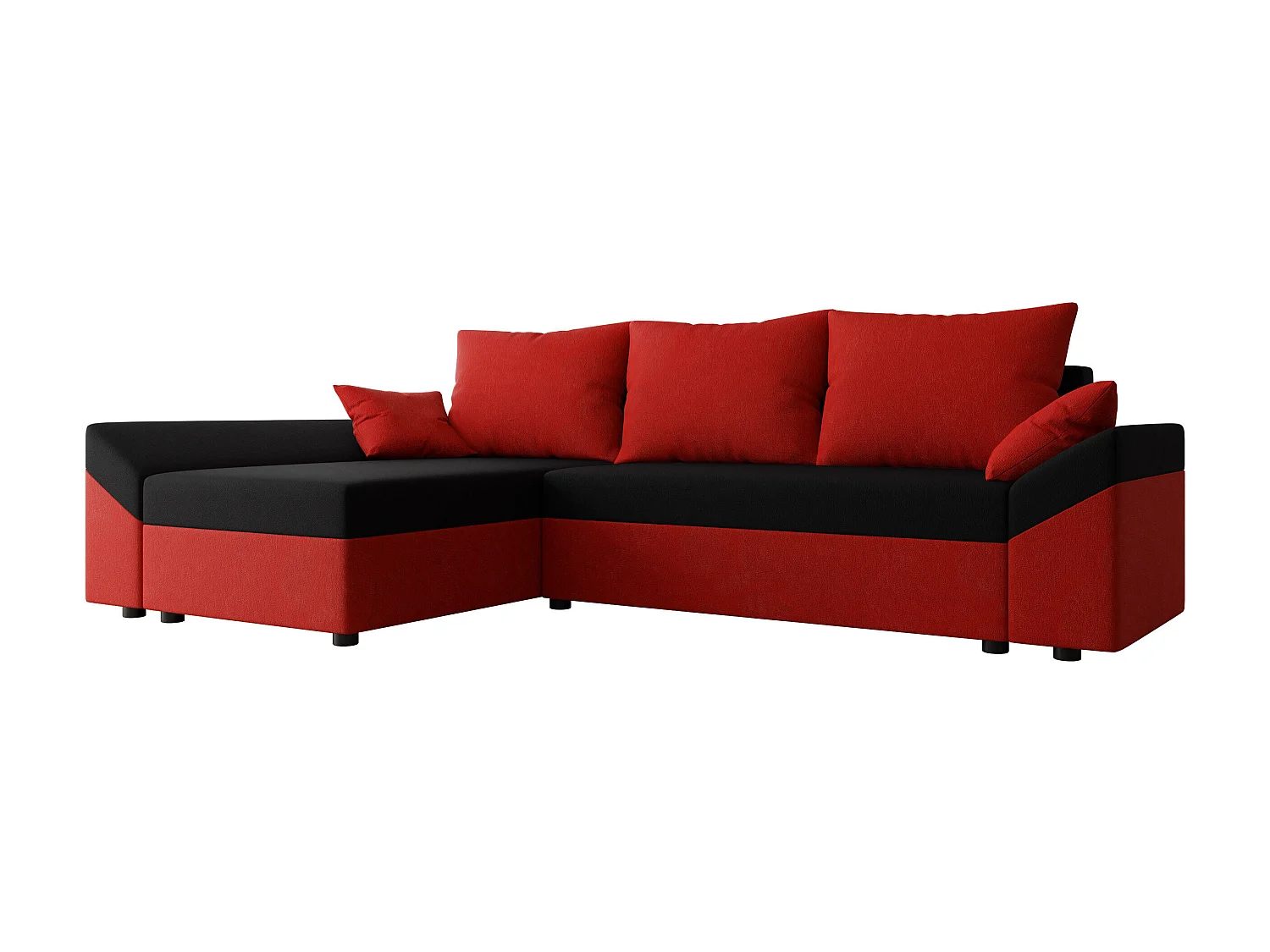 Canapé d'angle convertible 3 places en tissu rouge MEMPHIS