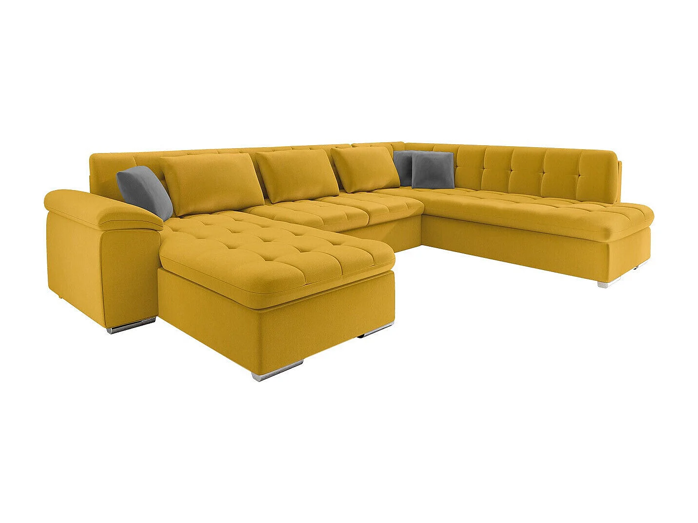 Sofá rinconero Comfivo 180, Amarillo, Función de descanso, 348x205x76cm