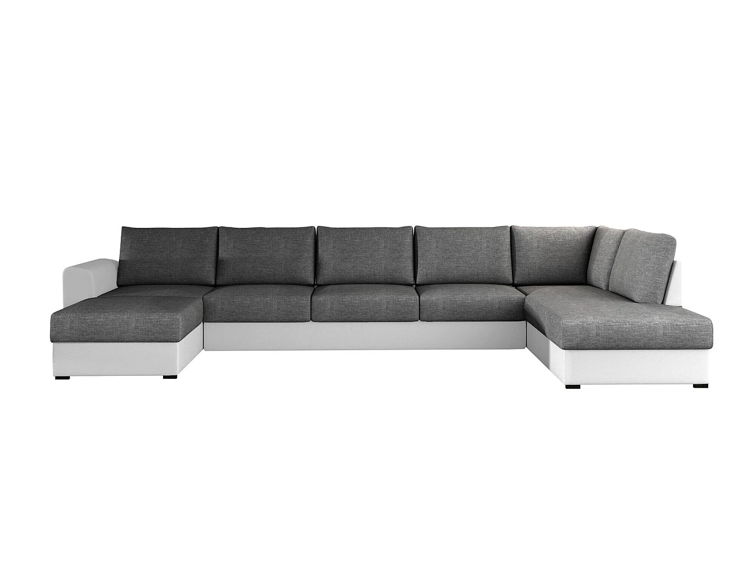 Canapé d'angle convertible 3 places en simili cuir gris