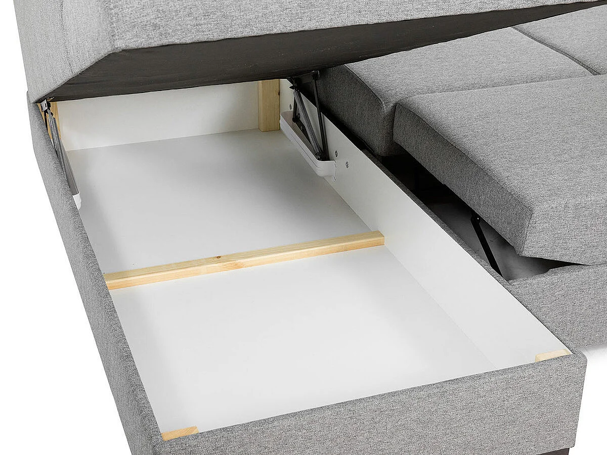 Canapé d'angle convertible 3 places en simili cuir gris