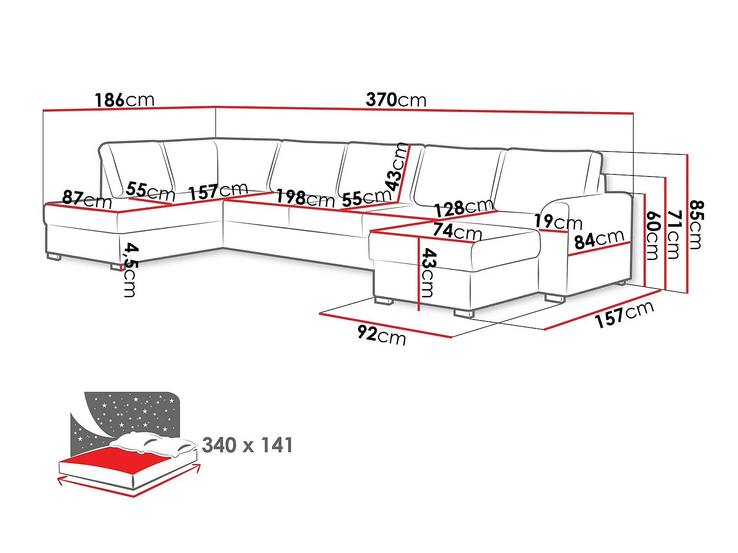 Canapé d'angle convertible 3 places en simili cuir gris