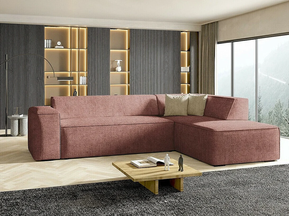 Sofá rinconero Comfivo 289, Rosa, 267x205x73cm