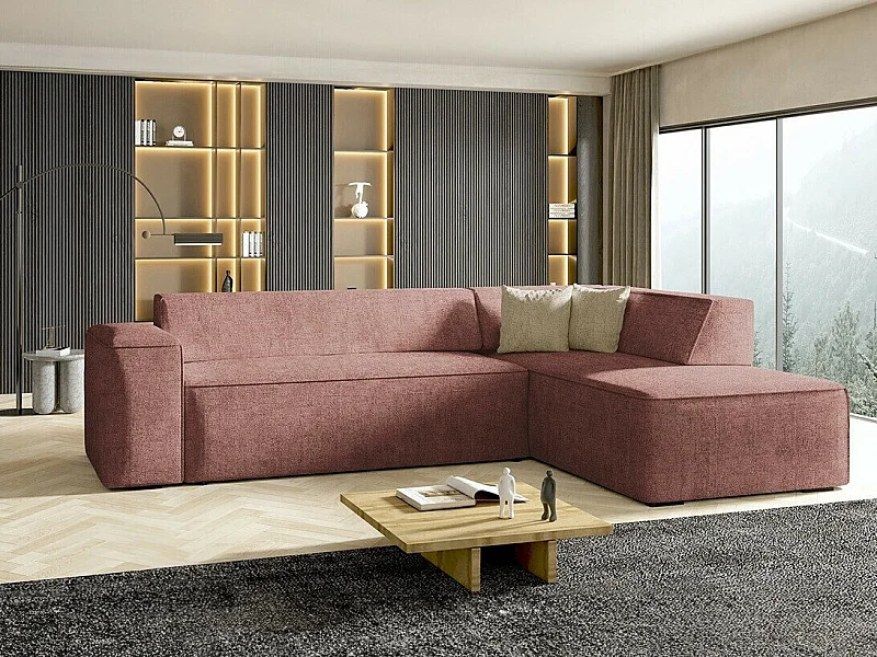 Sofá rinconero Comfivo 289, Rosa, 267x205x73cm
