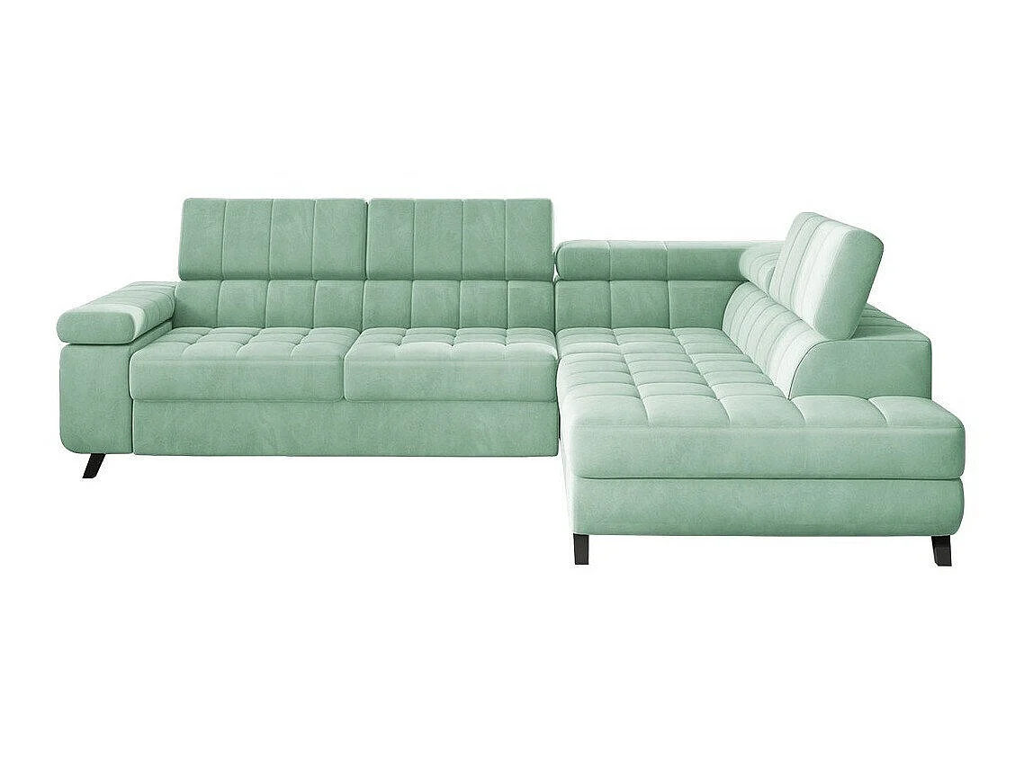 Canapé d'angle convertible 3 places en tissu turquoise