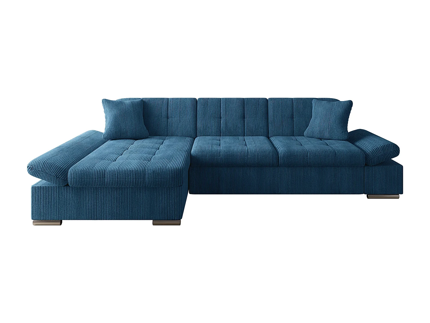 Sofá rinconero Comfivo Sanitas I, Azul, Función de descanso, Almacenaje, 278x161x76cm
