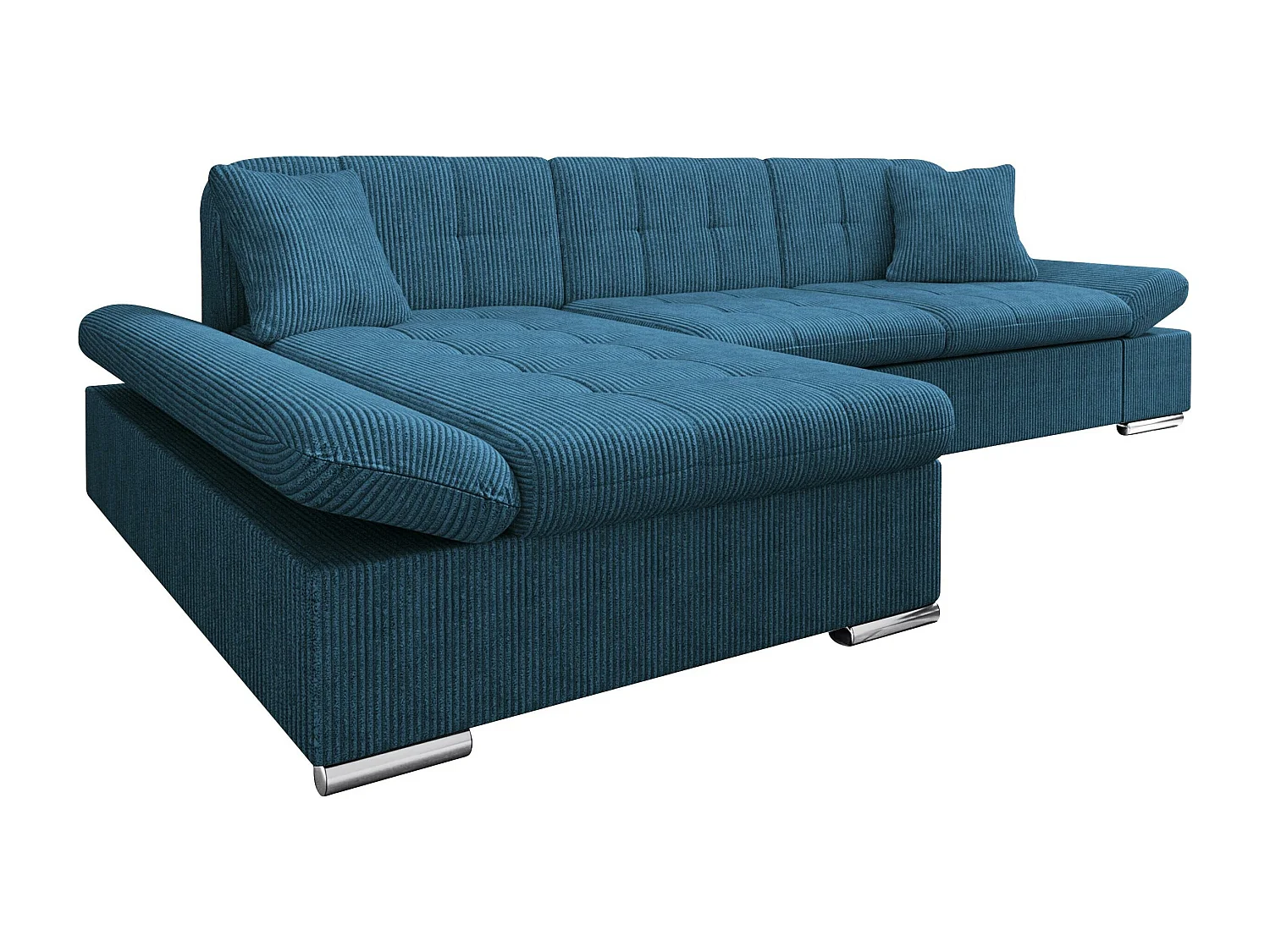 Sofá rinconero Comfivo Sanitas I, Azul, Función de descanso, Almacenaje, 278x161x76cm