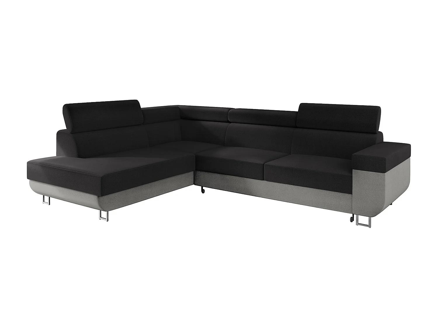 Sofá rinconero Comfivo Liberta, Negro, Función de descanso, Almacenaje, 253x188x71cm