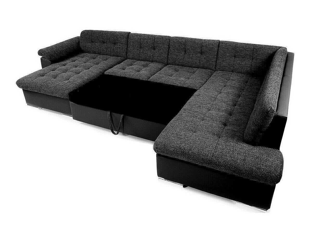 Canapé d'angle convertible 3 places en tissu brun 348x205x76 cm