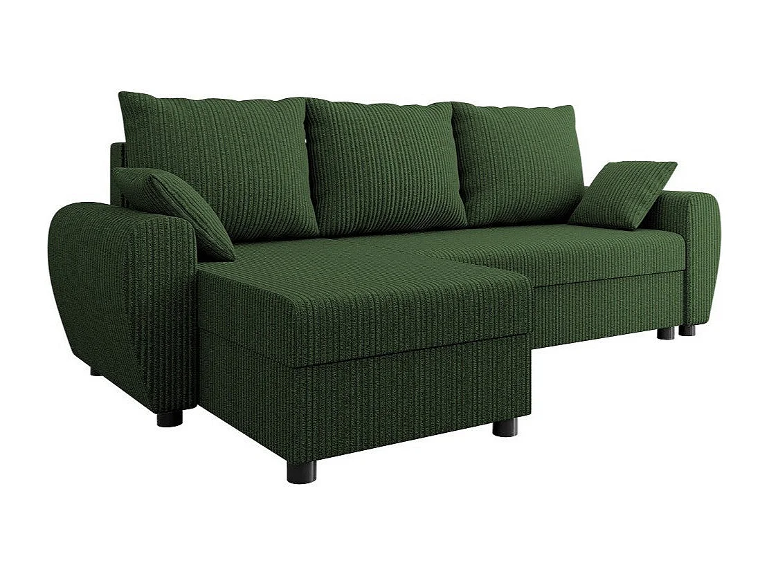 Sofá rinconero Memphis 123, Verde, Función de descanso, Almacenaje, 242x139x83cm