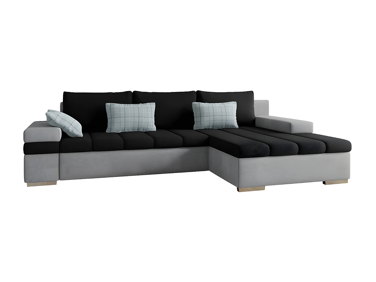 Sofá rinconero Comfivo 169, Negro, Función de descanso, Almacenaje, 310x175x83cm