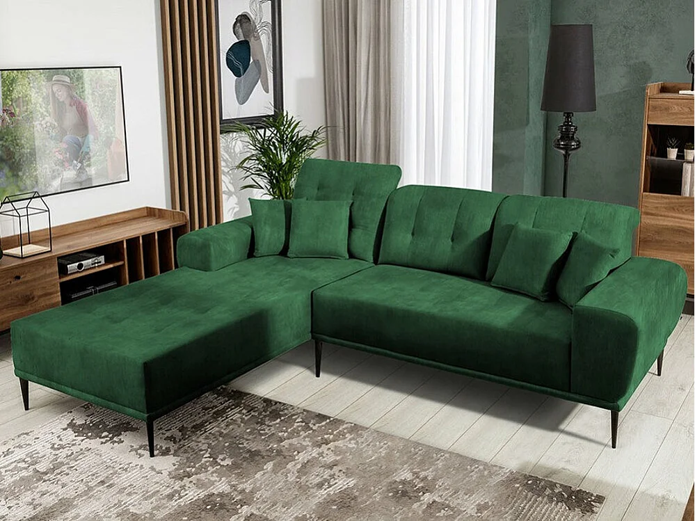 Canapé d'angle Providence 153, Vert, 256x194x85cm