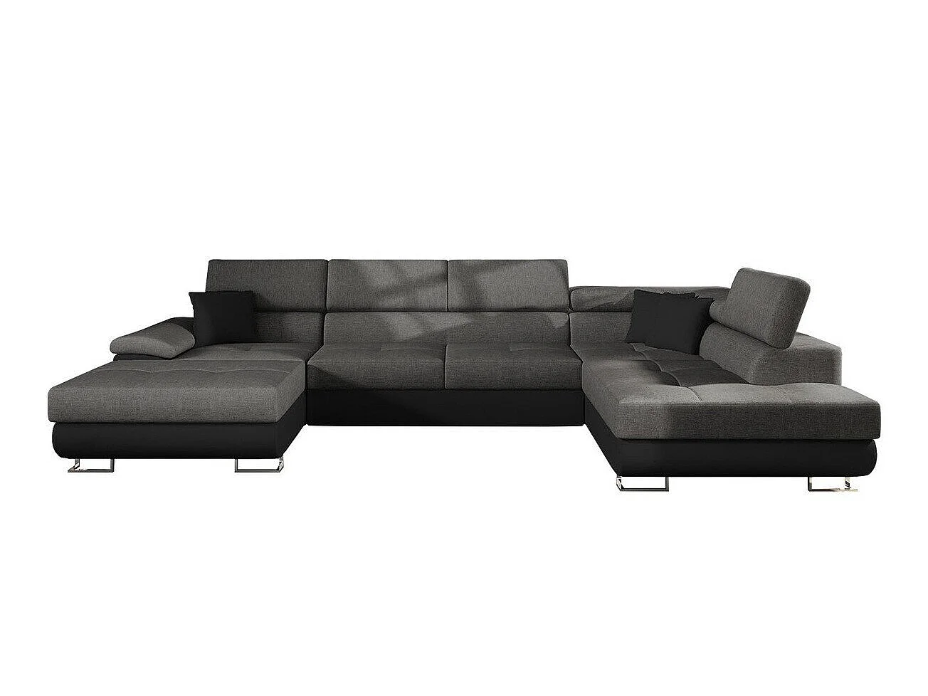 Canapé d'angle convertible 3 places en simili cuir gris