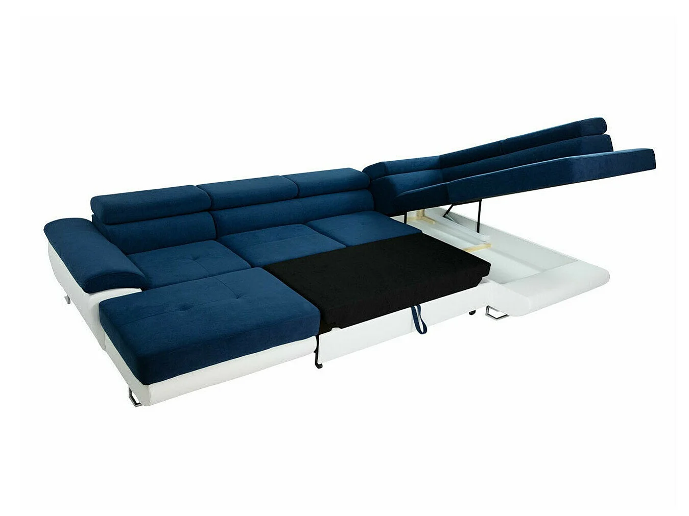 Canapé d'angle convertible 3 places en simili cuir gris