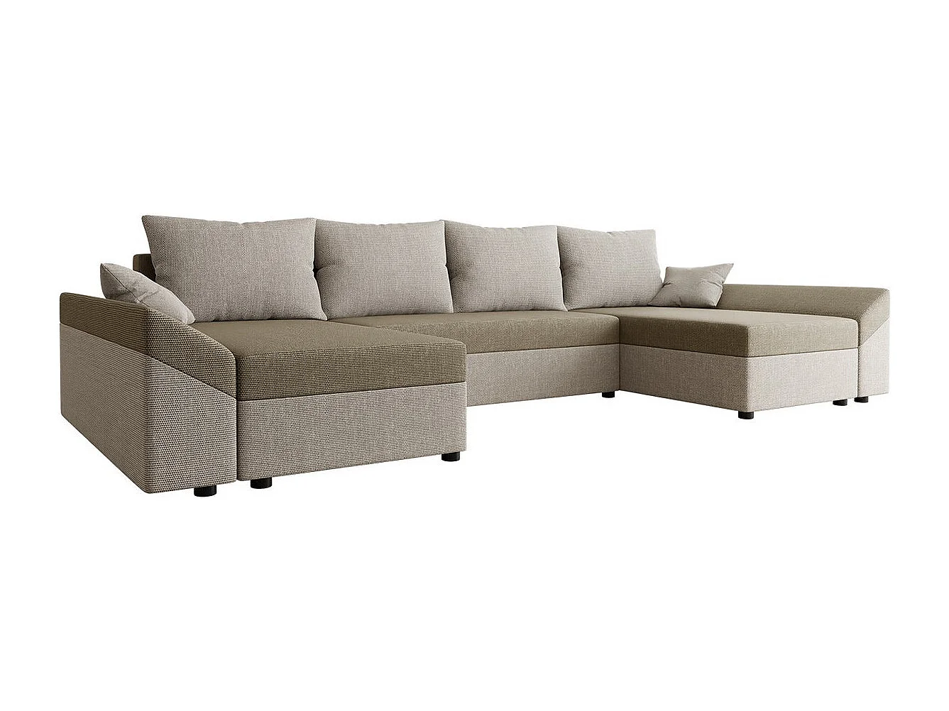 Sofá rinconero Memphis 131, De color marrón claro, Función de descanso, Almacenaje, 317cm