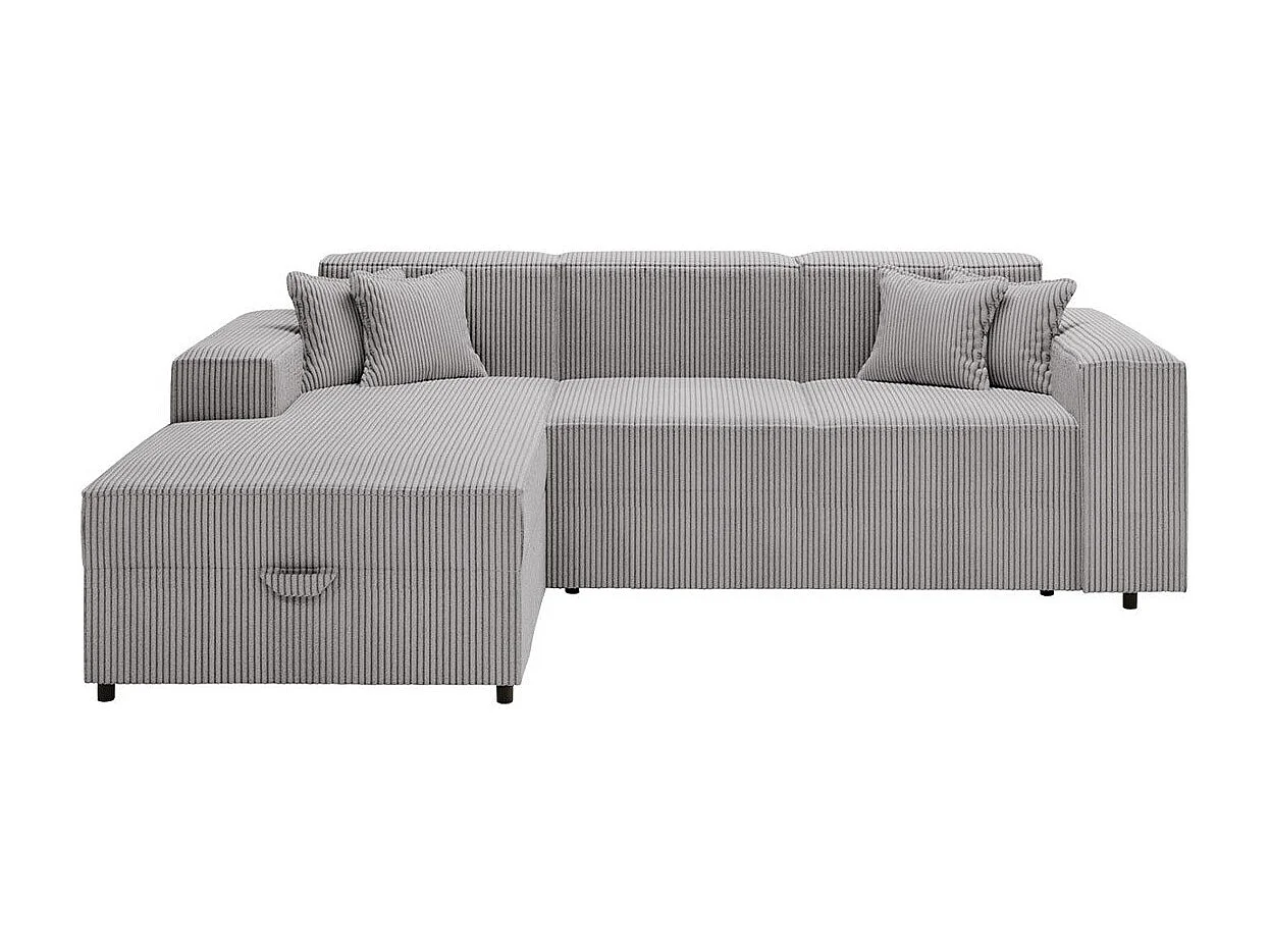 Sofá rinconero Clovis 116, Gris, Función de descanso, Almacenaje, 253x166x79cm
