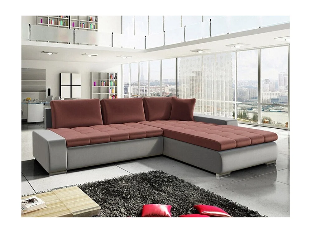 Canapé d'angle Comfivo 147, Rouge, Fonction de couchage, Boîte de literie, 302x213x80cm