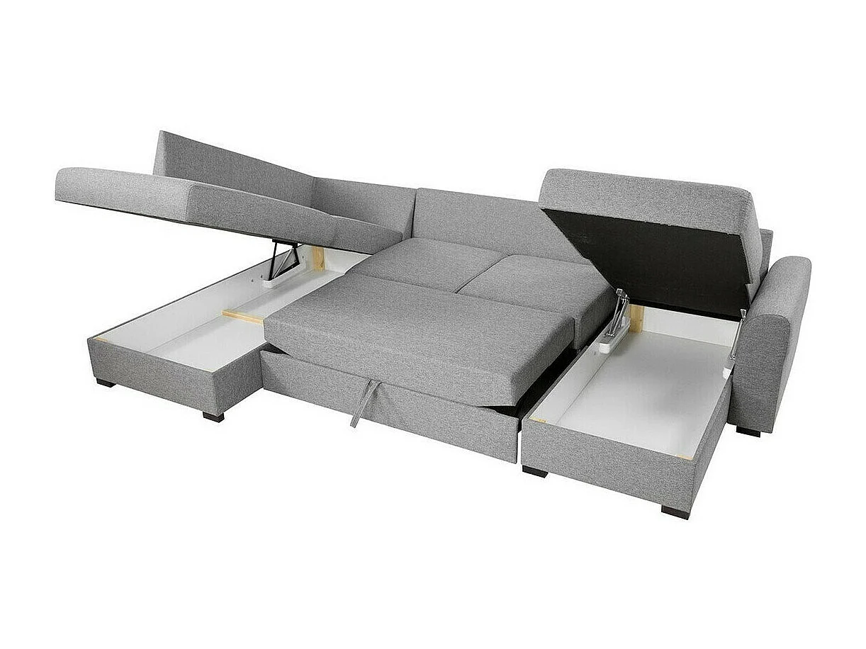 Sofá rinconero Comfivo 189, De color marrón claro, Función de descanso, Almacenaje, 305cm