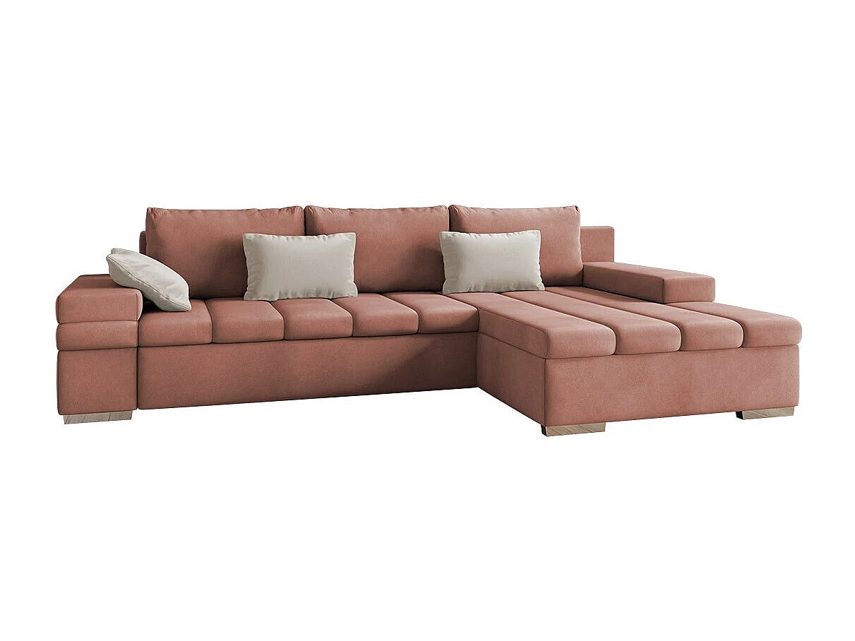 Sofá rinconero Comfivo 169, Rosa, Función de descanso, Almacenaje, 310x175x83cm