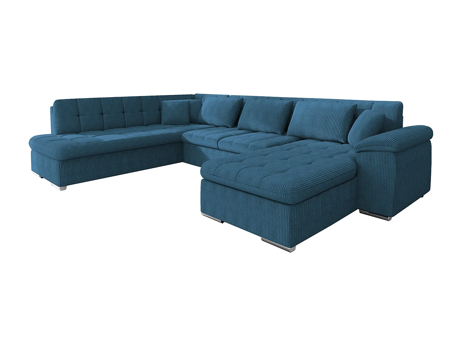 Sofá rinconero Comfivo Gemma, Azul, Función de descanso, Almacenaje, 348x205x76cm