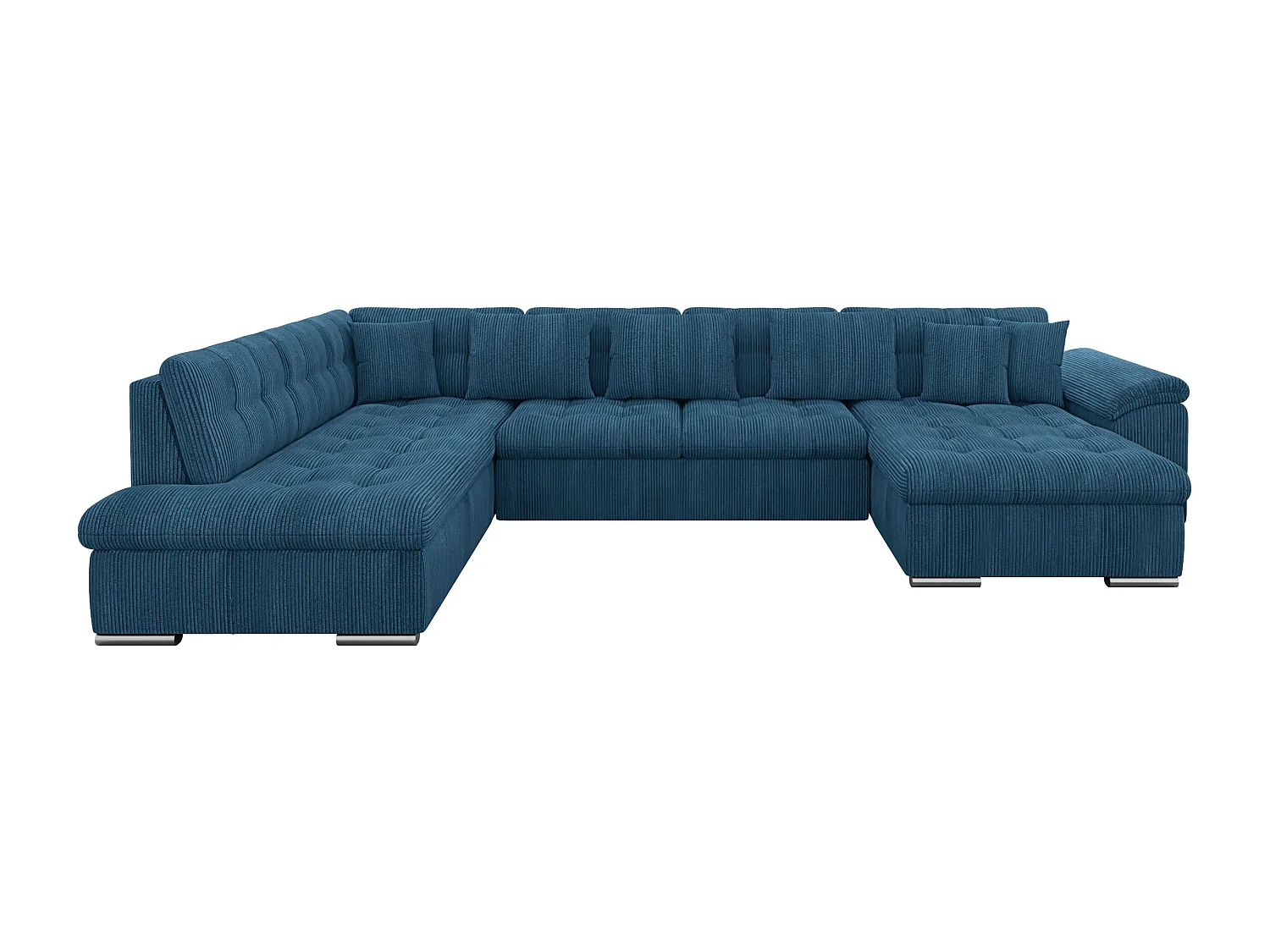 Sofá rinconero Comfivo Gemma, Azul, Función de descanso, Almacenaje, 348x205x76cm