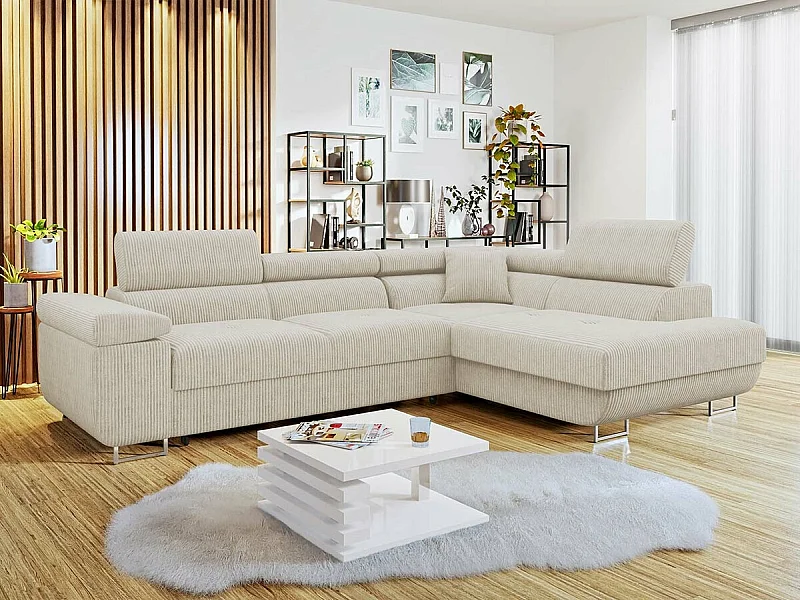 Canapé d'angle Comfivo Eliferu 100, Brun clair, Disponible, 274x203x70cm