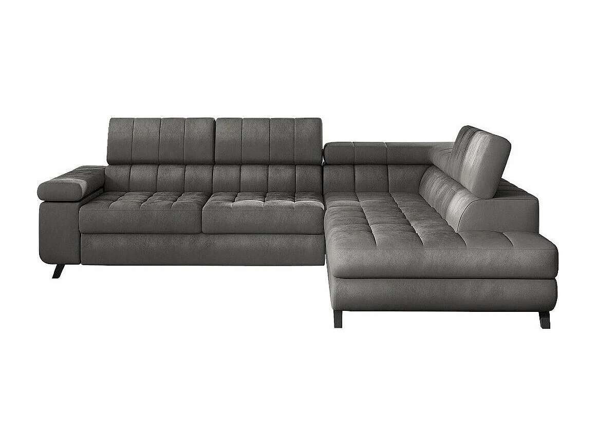 Sofá rinconero Comfivo 207, Gris, Función de descanso, Almacenaje, 264x203x73cm