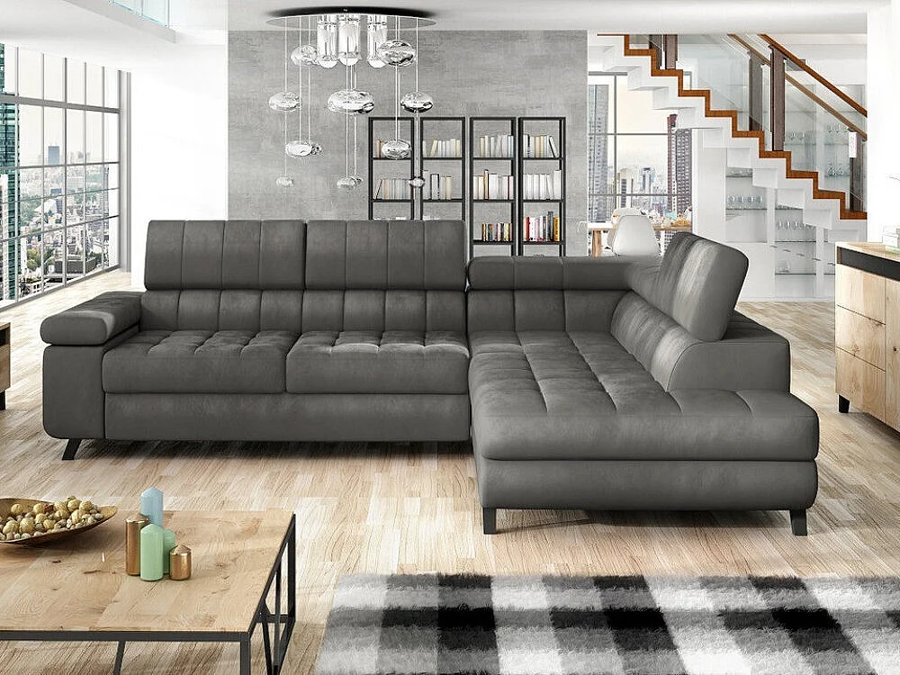 Canapé d'angle Comfivo 207, Gris, Disponible, 264x203x73cm