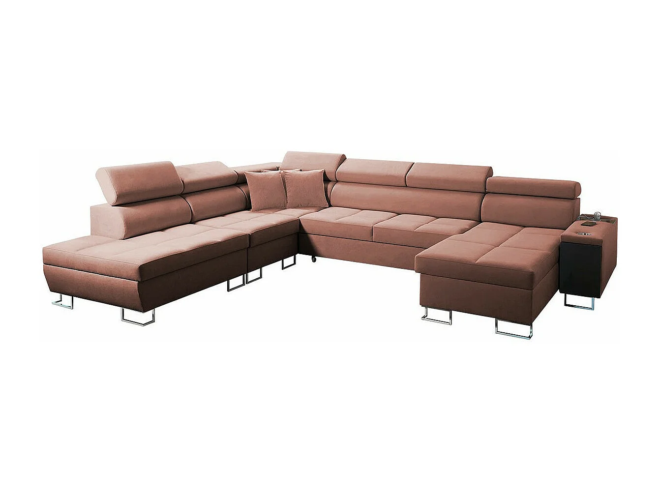 Canapé d'angle Sarasota 135, Rose, Fonction de couchage, Boîte de literie, 360x298x84cm