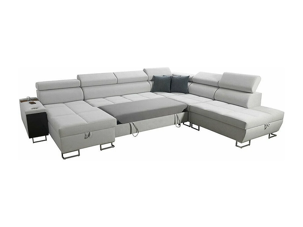 Canapé d'angle Sarasota 135, Rose, Fonction de couchage, Boîte de literie, 360x298x84cm