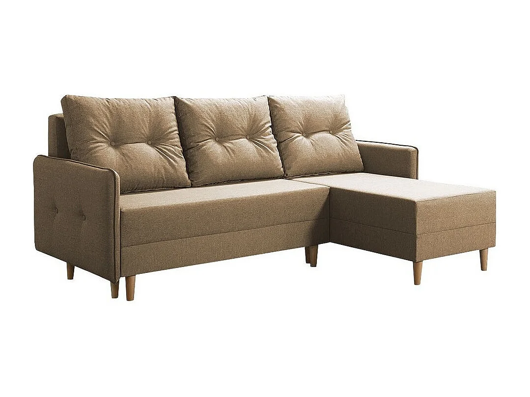 Sofá rinconero Muncie 101, De color marrón claro, Función de descanso, Almacenaje, 222cm