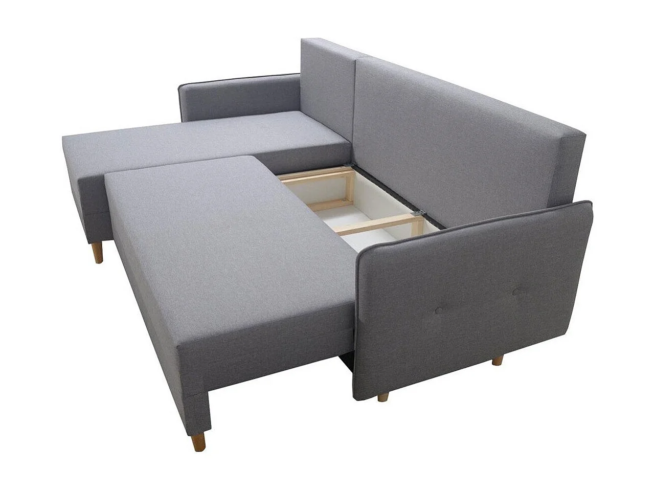 Sofá rinconero Muncie 101, De color marrón claro, Función de descanso, Almacenaje, 222cm