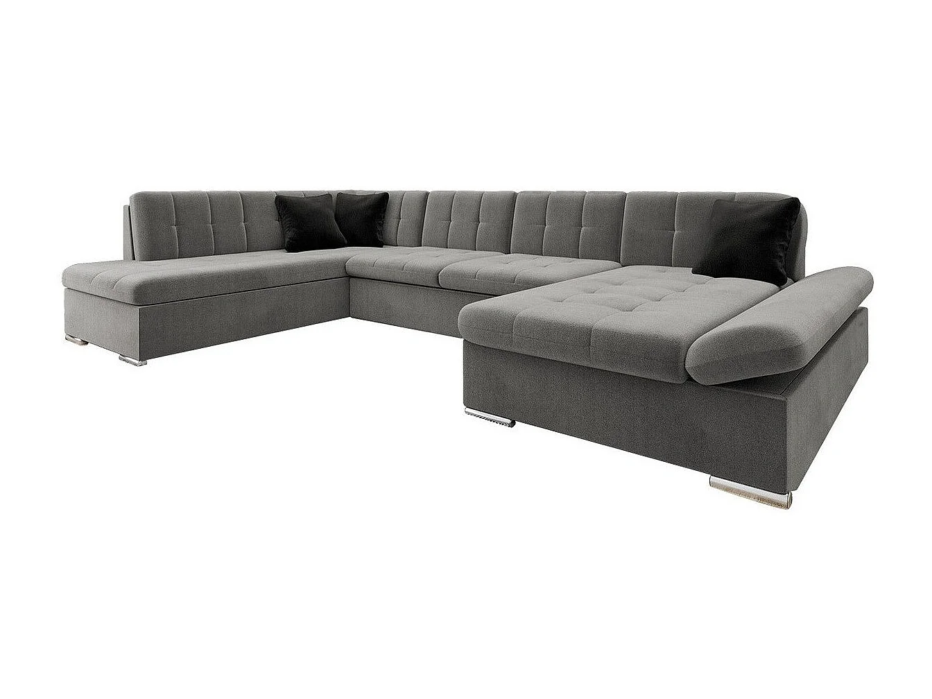 Sofá rinconero Comfivo 149, Gris, Función de descanso, Almacenaje, 345x205x76cm