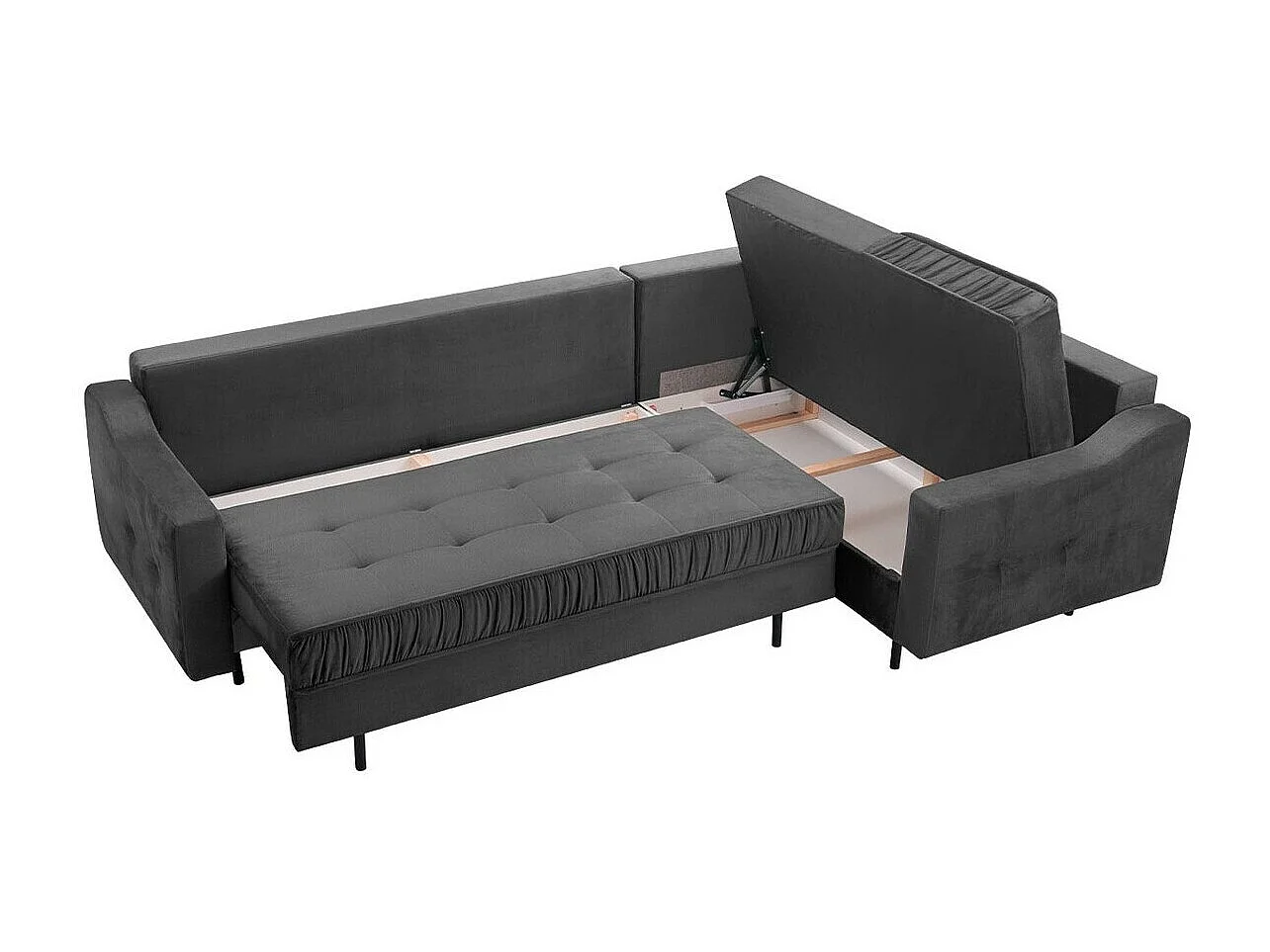 Canapé d'angle Kingsport 115, Rouge, Fonction de couchage, Boîte de literie, 289x185cm