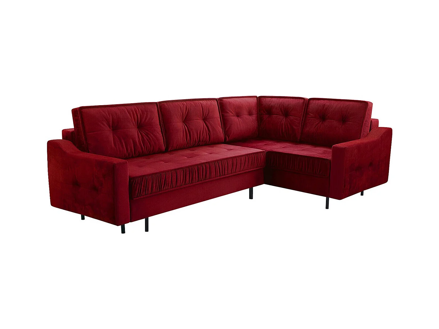 Canapé d'angle Kingsport 115, Rouge, Fonction de couchage, Boîte de literie, 289x185cm