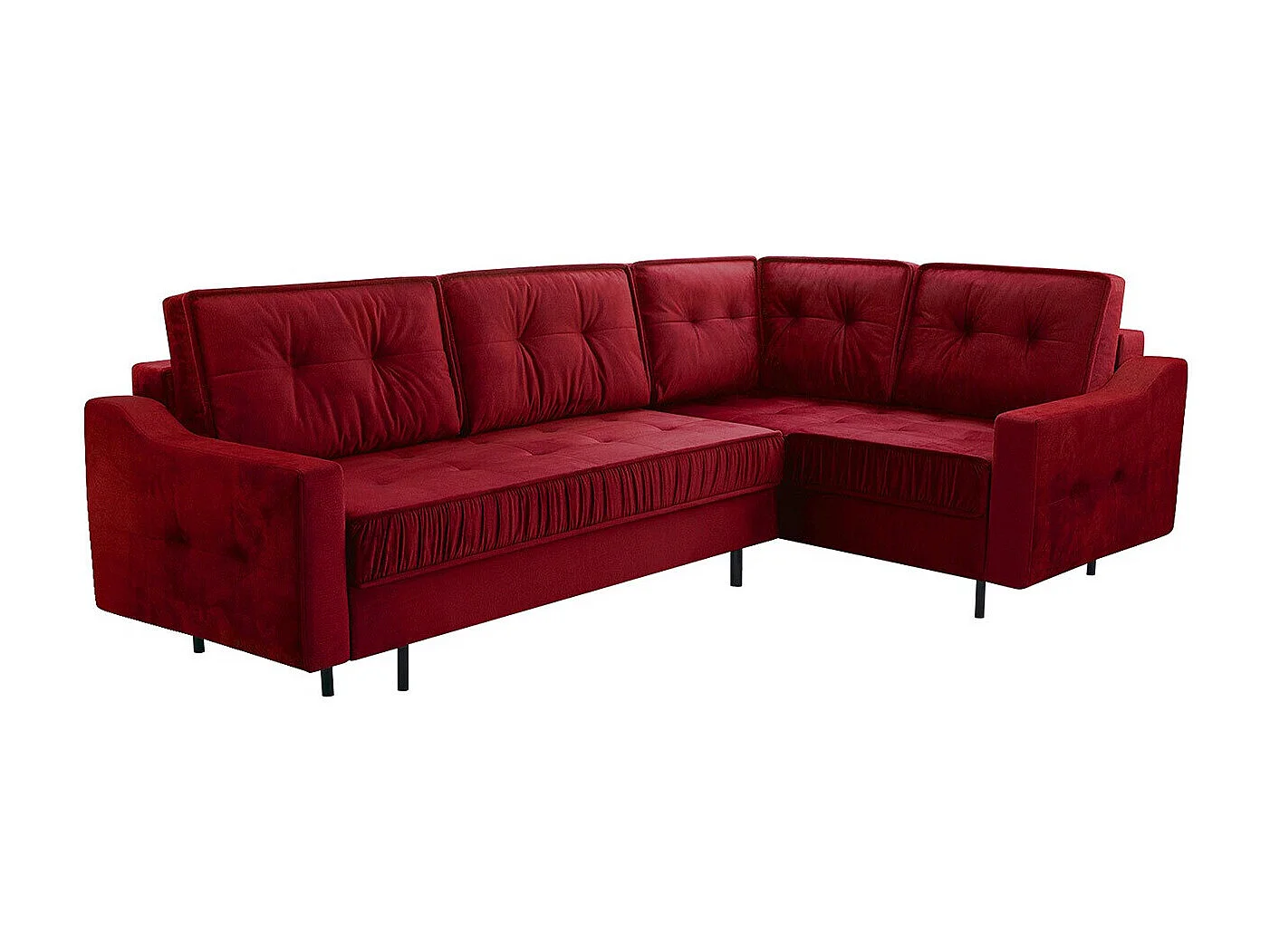 Sofá rinconero Kingsport 115, Rojo, Función de descanso, Almacenaje, 289x185x105cm