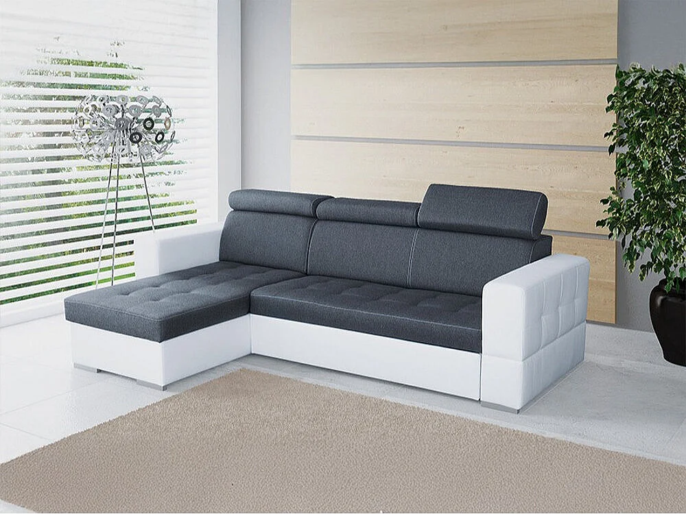 Canapé d'angle Temple 106, Gris, Fonction de couchage, Boîte de literie, 265x175x101cm