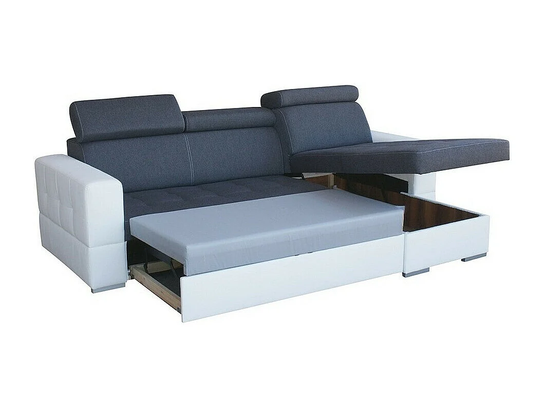 Canapé d'angle Temple 106, Gris, Fonction de couchage, Boîte de literie, 265x175x101cm